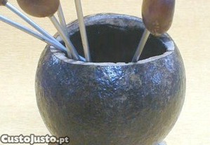 Suporte garfinhos em bambu e maboque 11x6x5cm