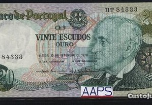 Espadim - Nota de 20$00 de 1978 Setembro - HT 333
