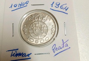 10 Escudos 1964 Timor Prata