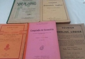 Livros antigos algebra/geometria/gramatica/desenho