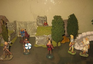 Display diorama soldados guerreiros vikings chumbo