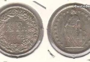 Suiça - 1/2 Franc 1962 - bela/soberba prata