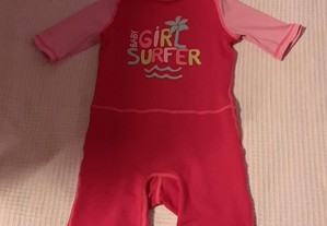 Fato shorty anti UV bebé Rosa Girl Surfer 4-5 anos