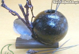 Suporte garfinhos em bambu e maboque 17x15x8cm