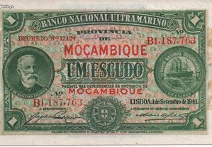 Moçambique - Nota de 1 Escudo de 1/9/1941
