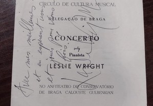 Concerto Pianista Leslie Wright 1971 Programa Autografado