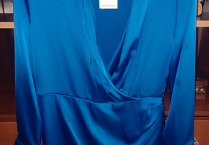 Vestido acetinado azulão da Stradivarius novo com etiqueta