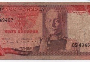 Angola - Nota 20 Escudos 24/11/1972 - mbc 