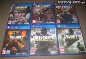 6 Jogos da Saga "Call Of Duty" para a Playstation 4 em Estado Impecável!
