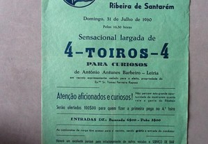 Programa de tourada bullfight Santarém 1960