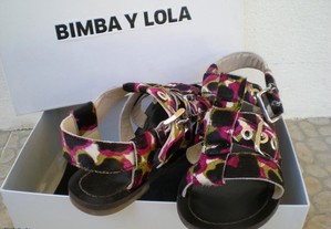 Sandálias Bimba Y Lola couro 37 novas moda tigre
