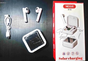 Phones auriculares Bluetooth carregamento solar