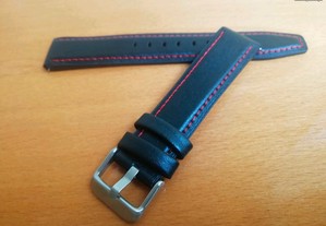 20mm Bracelete em couro e silicone (Nova) Preta