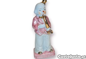 Estatueta Decorativa Palha�o M�sico Porcelana   Pintada � M�o
