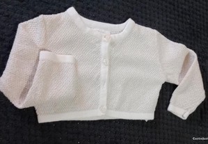Casaco Bolero em malha branco, bege e dourado, 6 - 9 meses - C&A Baby