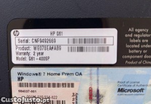 Notebook HP g61-400sp