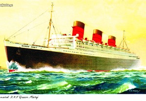 Postal antigo do navio Queen Mary