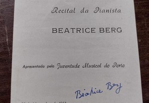 Recital da Pianista Beatrice Berg 1956 Programa