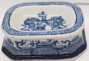 Saleiro Porcelana Chinesa China Azul c Brasão XX