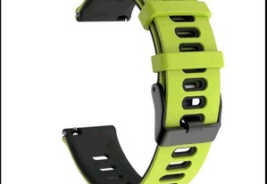 Bracelete em silicone 22mm (Nova) Verde lima/Preto