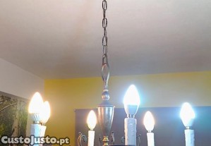 Candeeiro antigo de 6 bra�os em lat�o 1960 s