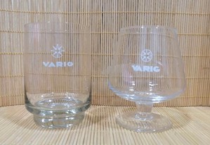 2 copos em vidro da Companhia de aviação Brasileira, Varig
