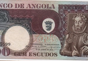 Angola - Nota 100 Escudos 10-06-1973 - mbc+ 