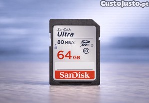 Cart�o SD SanDisk Ultra 64GB - 80MB/s - Class 10