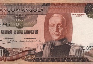 Angola - Nota 100 Escudos 24/11/1972 - mbc+/bela