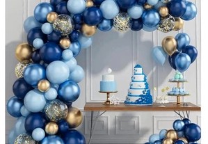Pack decoração 72 balões "novo e embalado", azul e branco ideal para festas de aniversario