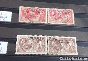 Selos de Marrocos Inglês nº. 17 e 18 de 1914