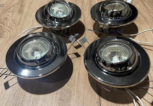conjunto de aros de focus cromados de embutir direcionáveis com lâmpadas