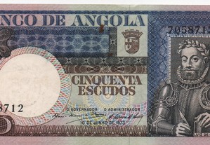 Angola - Nota 50 Escudos 10/06/1973 - bela