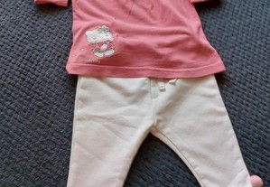 Conjunto Bebé 6-9 meses - Calças e camisola - Hello Kitty e Zyppy