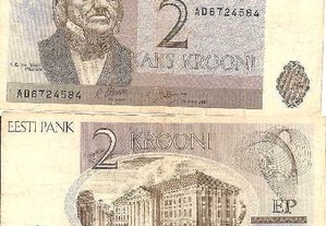 Estónia - Nota de 2 Krooni 1992 - nova