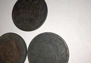 3 moedas 20 reais 1891 1892 1885
