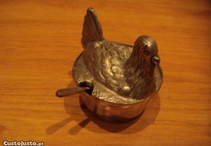 Mini saleiro açucareiro em metal antigo forma gali