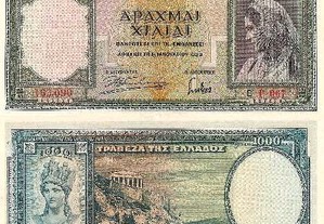 Grécia(Reino) - Nota de 1000 Drachmai 1939 - nova
