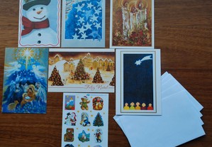 Cartões de Boas Festas (Face Dupla), Autocolantes Natal e Envelopes