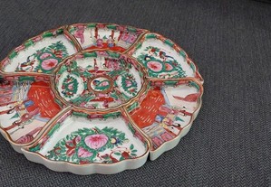 prato de acepipes,porcelana oriental,antigo,peças destacáveis