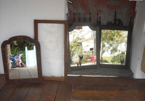 Espelhos antigos vintage retro e janela porta armario vidro gravado