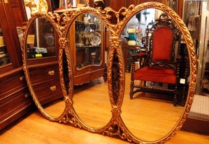 Espelho Madeira Entalhada Ouro Velho
