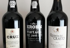 3 garrafas de vinho do porto vintage 2011