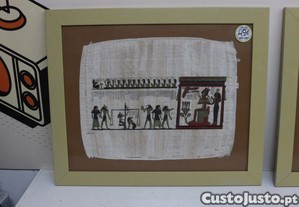 Quadro em Folha de Papiro com Motivos Egípcios 