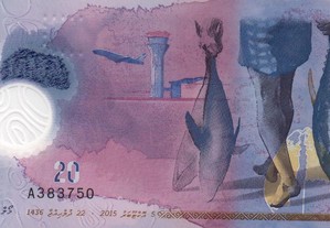 Maldivas - Nota de 20 Rufiyaa 2015 - nova plástico