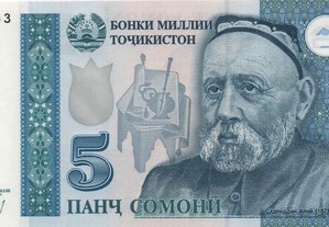 Tajiquistão - Nota de 5 Somoni 2000 - nova