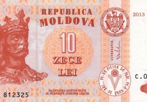 Moldávia - Nota de 10 Lei 2013 - nova