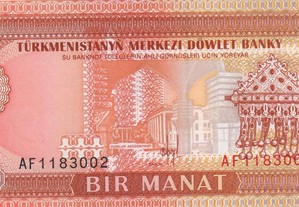 Turquemenistão - Nota de 1 Manat 1993 - nova