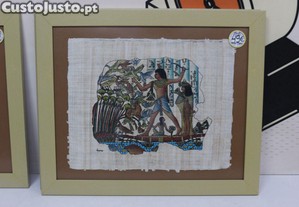 Quadro em Folha de Papiro com Motivos Egípcios