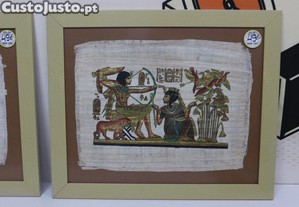 Quadro em Folha de Papiro com Motivos Egípcios 